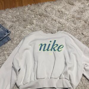 Nike White Crewneck with Lime Green Accents